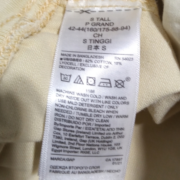 Gap Yellow Cotton Jogger Pants Women’s Casual Drawstring Waist Small Tall - Picture 3 of 8